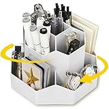 TOWINGO Schreibtisch Organizer, 360° Drehbarer Stiftehalter mit 9 Fächern, Stifte Organizer für Kinder Bürobedarf Schulbedarf Handwerk, Grau
