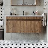 ROOMART • Badmöbel Set • Atria • 65 cm, 85 cm, 100 cm • Weiß • Waschbecken mit Unterschrank (Eiche, 100 cm)