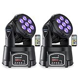 BETOPPER Partylicht Moving Head 7x8W RGBW LED Disco Licht, Bühnenlicht mit Musiksteuerung/Fernbedienung/DMX 512-9/14CH, Spot Beam Strobe Beleuchtung Effekt DJ Licht für Club Bar Party 2er-Pack