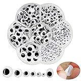 FANGZIDM 500 Stück Selbstklebende Wackelaugen 4mm -12mm für DIY Scrapbooking Spielzeuge Zubehör