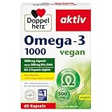 Doppelherz Omega-3 1000 vegan - Hochdosierte Omega-3-Fettsäuren EPA & DHA aus pflanzlichem Algenöl - 60 kleine & vegane Kapseln