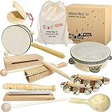 Stoie's Musikinstrumente für Kinder - Kinderspielzeug ab 3 Jahre - Spielzeug von Holz Percussion Kinder Schlagzeug Set -Trommel Rasseleier Klanghölzer -Baby Musikspielzeug kinderschlagzeug instrumente