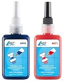 AGT Schraubenkleber: Schrauben- und Muttersicherungsmittel, mittel- und hochfest, 2x 50 ml (Schraubenfest, Schraubensicherungsmittel, Schraubensicherungs)
