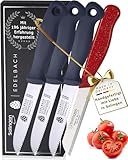 Edelbach Solingen Küchenmesser Set | Made in Germany Solingen Set, Obstmesser, Gemüsemesser, Schälmesser, sehr scharf | Allesschneider Edelstahl | Kneipchen Messer (4er Perfect Tomatenmesser)