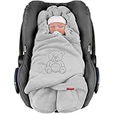 ByBoom Baby Winter-Einschlagdecke 'Das Original mit dem Bären', Universal Kuscheldecke für Babyschale, Autositz, Baby Decke für Kinderwagen, Buggy