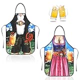 2 Stück Schürze Kochschürze Lustige Grillschürze, Verstellbare Küchenschürze für Männer und Frauen, Oktoberfest Schürze Werkenschürze Malschürze für Freund Party Gartenarbeit Kochen
