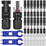 15 Paar Solarstecker, Solar Stecker Set Solarpanel Kabelstecker, PV Solarstecker Plug Play Solaranlage Solarpanel Stecke Kabelstecker Photovoltaik Steckverbinder IP67 mit 2pcs Schraubenschlüssel