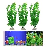 Generisch 3 Stück Aquarium Kunstpflanzen Deko Set, Künstliche Aquarium Pflanzen, Grüne Kunststoffpflanzen, 27 cm Höhe Grüne Dekoration
