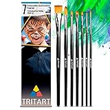 Tritart Schminkpinsel für Kinder Set 7-teilig - Pinsel für Kinderschminke für Fasching Halloween Schminke - Make-Up Pinsel für Theaterschminke - Profi Pinselset aus Kunsthaar