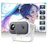 Beamer【Elektrischer Fokus/Trapezkorrektur】±360° Rotating Mini Beamer Jimveo Sky Beamer 1080P Full HD 12000L WiFi6 Bluetooth Projektor Unterstützt 4K Heimkino 300'' Display mit TV Stick/iOS/Android/USB