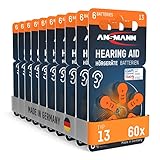 ANSMANN Hörgerätebatterien Typ 13 orange P13 PR48 ZL2, 60 Stück, Made in Germany, Sparpack, Batterien für Hörgeräte & Hörhilfen, leicht greifbar