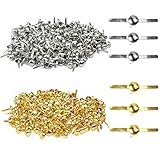 JieGuanG Mini Brads, 200 Stück Musterklammern Metall, 8mm Rundkopfklammern Für Kartenherstellung Scrapbooking（Gold, Silber）