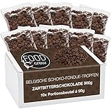 FOOD crew 900g belgische Schokolade für Fondue Zartbitter - Schokolade für Schokobrunnen – Schoko Kuvertüre Drops – Zartbitter Kuvertüre - 10 Portionsbeutel einzeln verpackt - Silvester Schokolade