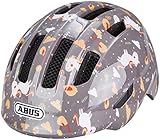 ABUS Kinderhelm Smiley 3.0 - Fahrradhelm mit tiefer Passform, kindergerechten Designs & Platz für einen Zopf - für Mädchen und Jungs - Grau mit Pferde-Muster, Größe S