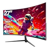 Gawfolk Curved Monitor 27 Zoll 100Hz, PC Bildschirm mit Lautsprecher 1080P, 1800R 75Hz Computerbildschirm mit Eye Care Technologie HDMI VGA, unterstützt VESA