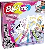 Blopens - Set für magische Aktivitäten mit Pustestiften und wiederverwendbaren Schablonen - Kreativset für Kinder ab 5 Jahren - Themen: Feen, Einhörner und Meerjungfrauen - Perfekt für Bastelprojekte