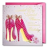 Art Nuvo Geburstagkarte für Frauen - fröhliche Geburtstagskarte mit Umschlag voller Glanz und schimmerndem Licht, das sich in der glitzernden Zahl und den bunten Drucken widerspiegelt