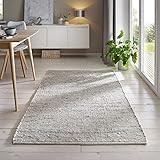 Taracarpet Gewalkter Handwebteppich Helsinki aus hochwertiger Schurwolle hergestellt in der EU fürs Wohnzimmer, Esszimmer, Schlafzimmer und die Küche geeignet 090x160 cm hellgrau meliert