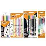 BIC Schreibwaren Set Pastell à 23: 6 Textmarker, 5 Fineliner, 6 Bleistifte, 6 Dual Tip Brush Pens, jeweils in verschiedenen Pastellfarben
