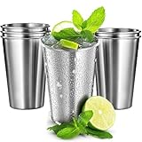 AKOLAFE 6 Stück Edelstahlbecher 350ml Edelstahl Becher 12oz Trinkbecher Stapelbar Metallbecher Groß Faltbarer Camping Becher Edelstahl BPA-frei Reisebecher für Picknick, Partys