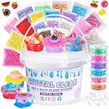 Thedttoy Crystal Slime Set, 500 ml DIY Clear Schleim Kinder Set mit 26 Add-Ins, Schleim Selber Machen Set, Sensorisches Slime Spielzeug Geschenk für Kinderparty, Geburtstag, Ostern, Neujahr