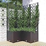 HaoChrymec Pflanzkübel mit Spalier aus PP, Schwarz, Outdoor Pflanzgefäß für Balkon und Garten, Mit Rankgitter, 80x80x136 cm