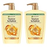 Garnier Wahre Schätze Reparierendes Shampoo Honig Schätze; XXL Format 1L, kräftigt und nährt strapaziertes und brüchiges Haar, 1000 ml (Packung mit 2)