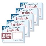 Häfft Vokabel-Karten A8 Englisch liniert, 500 Stück | 2 Seiten: Englisch/Deutsch | Ampel-Prinzip für das Langzeitgedächtnis | passend für gängige Lernboxen, handlich für unterwegs