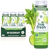 Live Fresh Selleriesaft BIO Kaltgepresst¹ – 6x250ml – Sellerie Direktsaft ohne Zuckerzusatz – Gemüsesaft mit Vitamin C – DE–ÖKO–006