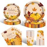 HFBOBP 80 Stück Herbst Party Geschirrset, Ahornblatt Pappteller, Tassen Servietten Schön, Dass Wir Zusammen Feiern für Hochzeit Geburtstag Herbst Thanksgiving Dinner Party Dekorationen
