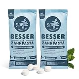 Smyle Zahnpasta tabletten - Vegan, Fluoridhaltig, Plastikfrei, Biologisch Abbaubare Feste Zahnpasta, Doppelpackung (2 x 125 Stück)