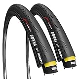 Fincci CONNA Pair Rollentrainer Reifen 700x23c Mantel 23-622 60TPI Rennrad Faltreifen Rennradreifen Fahrradmantel für Radrennen Hometrainer Strabenrennen Tourenrad (2er Pack) und 1mm Pannenschutz