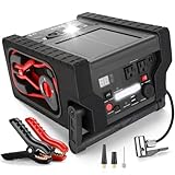 Jsyvv Starthilfe Powerbank mit Luftkompressor 260 PSI, JSYVV 1800A Auto Batterie Booster, 8-in-1 Starthilfegerät für 6L Diesel und 8L Benziner, AC/USB/DC Anschluss, 2 LED Taschenlampen