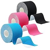 DADAPANGHU Kinesiotapes, 3 Rollen Kinesiologie Tape(5m x 5cm), Kinesiotape, Profi Physio Tape & Sporttape, wasserfeste & hautfreundliche & lastisches Kinesio Tapes, Für Knie, Schulter Und Ellenbogen