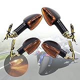 Aiuphing Blinker Motorrad, 4 Stück 12 V Blinker e Scooter, 2 kurzem Griff und 2 langem Griff, universelle kleine Blinker e Scooter für Motorrad ATV Scooter Quad Cruiser Offroad, Bernsteinfarbe (4)
