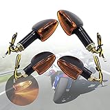 Aiuphing blinker motorrad, 4 Stück 12 V blinker e scooter, 2 kurzem Griff und 2 langem Griff, universelle kleine blinker e scooter für Motorrad ATV Scooter Quad Cruiser Offroad, Bernsteinfarbe (4)