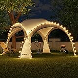 Swing & Harmonie LED Event Pavillon 3,6 x 3,6m DomeShelter Garten Pavillion inkl. Solarmodul Pavilion Designer Gartenzelt Camping Pavilon Partyzelt mit Beleuchtung (Anthrazit)