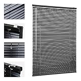 Sekey Klemmfix-Jalousie für Fenster freihängend, 25mm Alu-Lamellen, mit Bohren, inklusive Montagematerial Aluminium-Jalousie ohne Bohren, 60x220cm,Schwarz