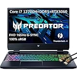 Acer Predator Helios 300 Gaming Laptop 15,6 Zoll FHD IPS 165Hz Display 12th Gen Intel 14Core i712700H GeForce RTX 3060 RGB Hintergrundbeleuchtung USBC Thunderbolt 4 HDMI2.1 + HDMIKabel (16GB RAM