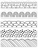 Whaline Schwarz-weiße Pinnwand-Bordüre, minimalistisch, gepunktet, gestreift, Regenbogenfarben, gestanzt, gewellter Rand, für Schule, Klassenzimmer, Kreidetafel, Wand, Büro, Dekoration