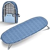 KINGRACK Klappbares Tisch-Bügelbrett, kleines Bügelbretter Faltbares, tragbares Bügelbrettbezüge mit rutschfesten Füßen für den Heimgebrauch,31 * 82cm, Blau