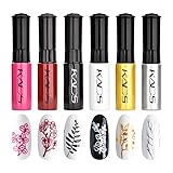 6 Farben Nagellack Set bunter metallische farbe glitzer Stempeln polnischen Detailliertes Gemälde Nagel Kunst DIY Maniküre Design Drucken Zeichen werkzeug