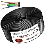 MAS Premium 5m bis 170m NYY-J 3x1,5 mm² Erdkabel Starkstromkabel Elektrokabel Ring zur Verlegung im Freien, Erdreich (10m)