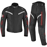 Vaster Moto Motorradkombi für Herren, 2-teiliges Textil-Set mit Protektoren, Motorradjacke und Hose, wasserdichte Motocross-Bekleidung, rot, M