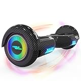 MEGA MOTION Hoverboards für Kinder, 6.5 Zoll Zweirad Selbstbalancierendes Hoverboards mit Bluetooth Lautsprecher, mit LED-Leuchten, Geschenk für Kinder und Jugendliche, kohlenschwarz, HY-A03