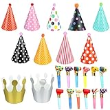 SongBuydn Partyhüte, 23-teiliges Geburtstags-Set mit Kronen, Partyhüten und Tröten für Kinder und Erwachsene, Ideal für Kindergeburtstage, Feste und Themenpartys
