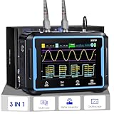 H HOLDPEAK Hand Oszilloskop Multimeter Signalgenerator 3 in 1, 2 Kanäle 50 MHz Bandbreite 250MSa/s Abtastrate Tragbares digitales Oszilloskop, 19999 Zählungen Multimeter mit 4.3″ Touch Screen