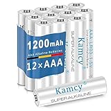 KAMCY AAA Batterien, AAA-Alkalibatterien, 1,5V Micro LR03 Einwegbatterien, Premium Alkaline-Batterie, Ultra-Langlebigkeit, 10 Jahre Haltbarkeit, auslaufsicher, 12 Stück