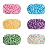 Handstrickgarn, 6x50g Acryl Wolle zum Stricken, Farbe Acryl Wolle Zum Häkeln, Häkelgarn Bunt Farbverlauf, Weiches Mehrfarbiges Garn Set für Häkeln Stricken und Handwerk Häkelgarn(300g)