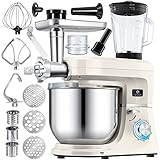 KESSER® 3 in 1 Universal Küchenmaschine K-KM 3000 mit Fleischwolf Knetmaschine Multifunktionale Rührmaschine 5,5L Schüssel mit 3 Rührwerkzeuge, 1,5L Entsafter, Zubehör-Set, Pasta & Gebäckformen